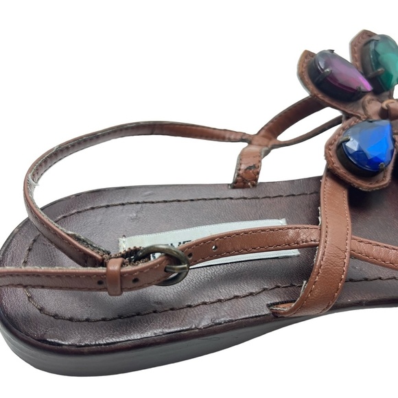 STEVE MADDEN ANGELYNA Brown Bling Chunky Rhinestones Flower Sandals Shoes sz 8 - Picture 12 of 16